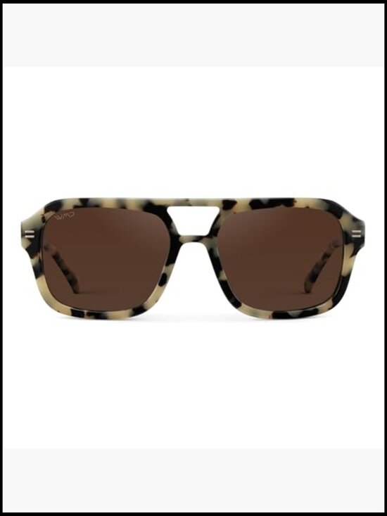Retro-Inspired Square Double Bridge Aviator Sunglasses, Oversized Polarized UV main image 7